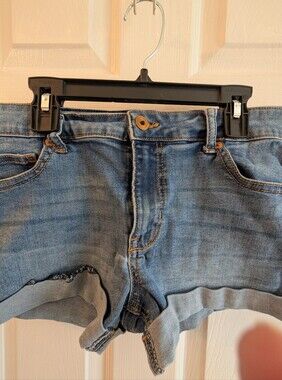 Light Blue Cuffed Denim Jean Shorts
